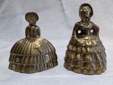 2 Vintage Brass Crinoline Lady