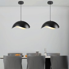 Mikeru Modern Black Pendant Lights, 30cm Kitchen Hanging Pendant, Set of 2