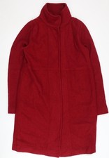 Zara Women's Red Wool Coat, Size M, Long Sleeve
