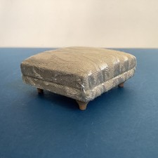 1:12 Scale Dolls House Square Cream Fabric-covered Footstool