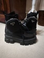 PRADA Monolith leather and Re-Nylon boots with pouch