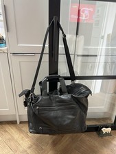 MARKS SPENCER Leather Holdall Autograph Black two top handle Overnight Bag