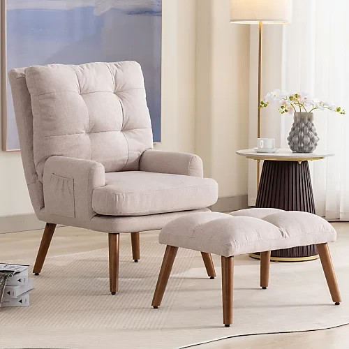 Beige recliner armchair with - armchair,