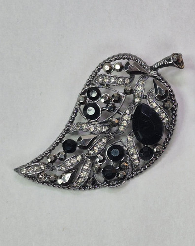 Vintage black gray cabochon - black,