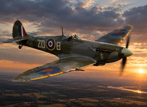 Spitfire aircraft ww2 canvas - ww2,