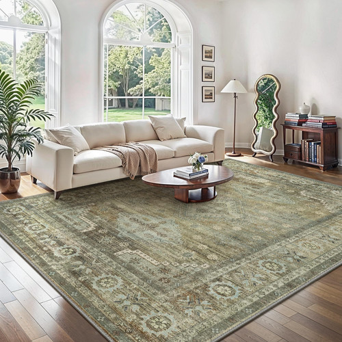 Washable vintage floral rug - washable,