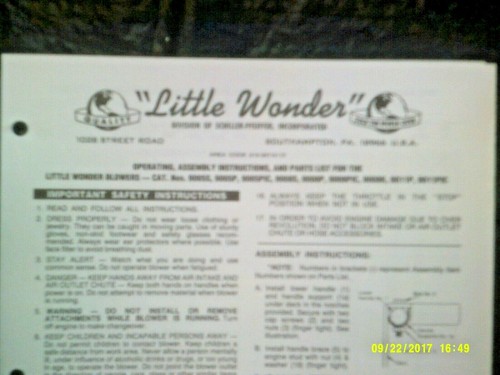 Little wonder blower operating - little,