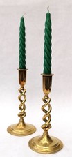 Pair of Antique Barley Twist  Brass Candlesticks 20cm High