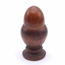 Antique Treen Miniature Acorn Thimble Holder Etui Case Turned Wood As Found
