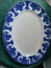 Large 15.5" Old REGENT ENGLAND Blue & White Meat Plate