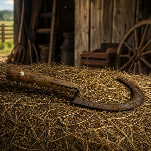 Antique hand forged sickle - hand,