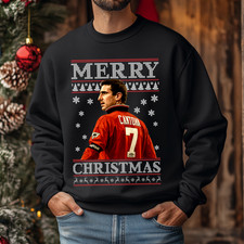 Cantona Merry Christmas Jumper Football Legend Ugly Xmas Sweatshirt Festive Gift