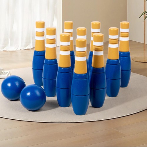 10x wood bowling set portable - wood,