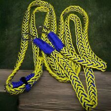 Driving Reins Blue And Yellow Full Size  Handwoven, Strong, custom made