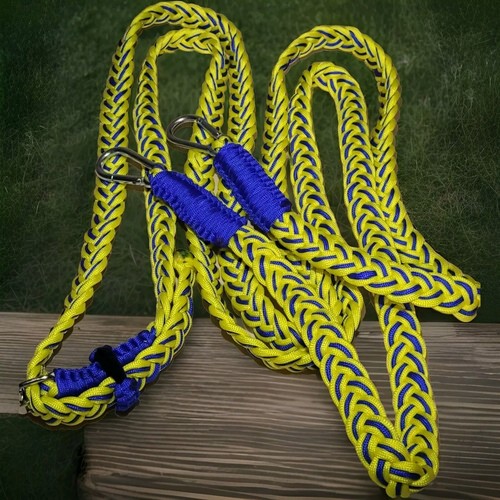 Driving reins blue and yellow - and,