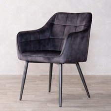 GREY VELVET DINING CHAIR STEEL