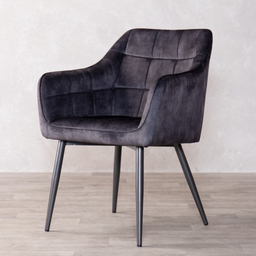 Grey velvet dining - grey, steel