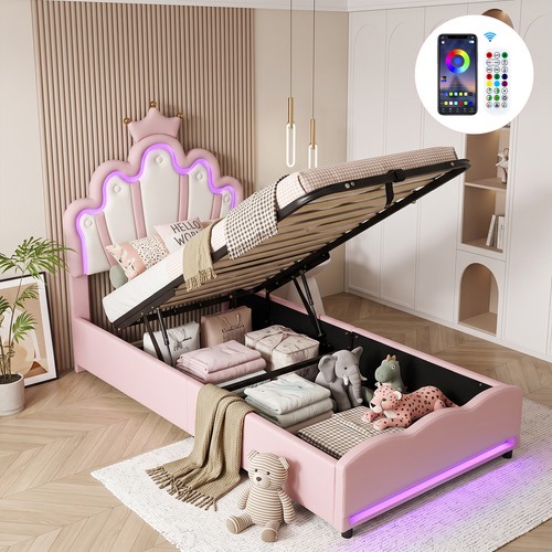 Princess pink bed upholstered - pink,
