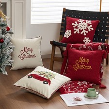UK Red Merry Christmas Cushion