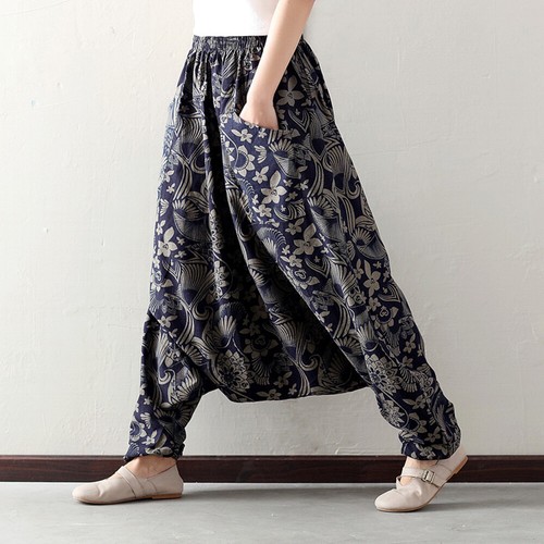 Cotton linen harem - drop, crotch
