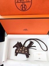 Hermès PM Rodeo Rock Robeo Terre Milo Lambskin Choc Brown Horse Handbag Charm
