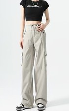 Womens Cargo Parachute Baggy Pants Wrinkle Free Quick Dry Protein Cotton