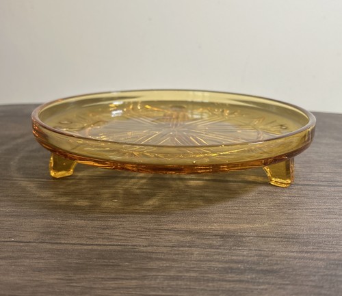 Art deco amber glass - art, footed