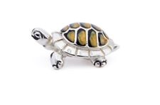 Saturno Silver and Enamel Tortoise - Fully Hallmarked Sterling Silver