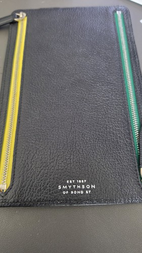 Smythson black multi zip case - black,
