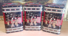 Vintage 3 LARGE Oriental Tea Caddy/Storage Tins with Hinged Lid