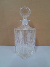 Vintage Heavy Square Cut Glass Lead Crystal Decanter
