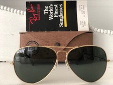 EXC VTG*L2846*(NOS)*B&L RAY-BAN USA 24K GOLD P. 62MM AVIATORS SUNGLASSES & CASE