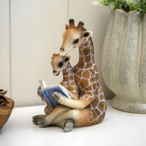 Giraffe calf reading book - giraffe,