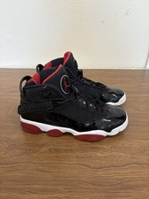Nike Air Jordan 6 Rings Bred Basketball Shoes 323419-062  Black Red Size 6Y