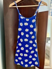 Topshop - Blue Daisy Print Cami Dress with cross back straps - small