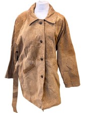 Milan Leather 100% Leather Jacket Tan Belted Style Size 14