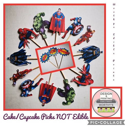 Marvel cupcake toppers - marvel, set