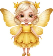 Watercolour Golden Fairy Wall Art Bedroom Nursery Vinyl Sticker Decal 6 Sizes