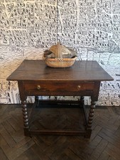17th Century English Oak Side Table – Jacobean with Bobbin-Turned Legs