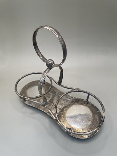 Antique silver plate double - silver,