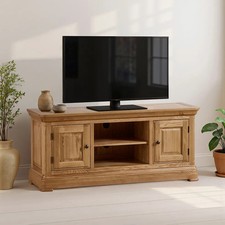 Oak TV Stand Unit Canterbury Oak Furniture Land 140 cm Ex Display RRP £459