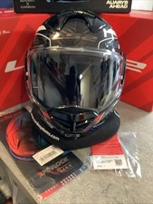 LS2 Modular Motorcycle Helmet Advant X Carbon Future Large White Blue Flip Back