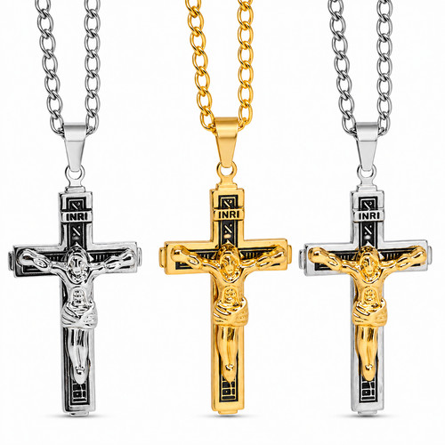 Cross necklace catholic jesus - cross,