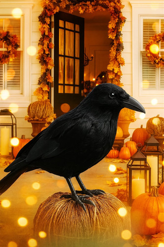 Realistic black crow halloween - crow,