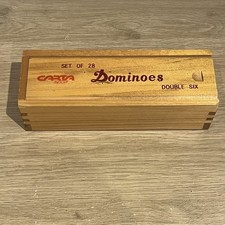Vintage Set Of 28 Dominoes Double Six In Wooden Box Traditional Game