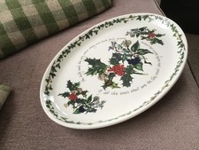 LG.PORTMERION HOLLY & IVY.OVEN TO TABLE 33x23cm. OVAL TURKEY PLATE. VGC.NO BOX.