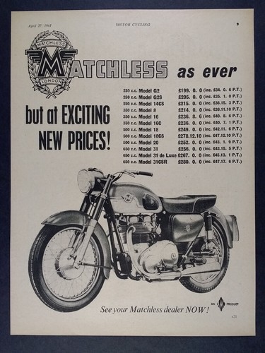 1961 matchless 250 350 500 - 1961, 650