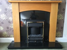 Black granite and Oak Fire