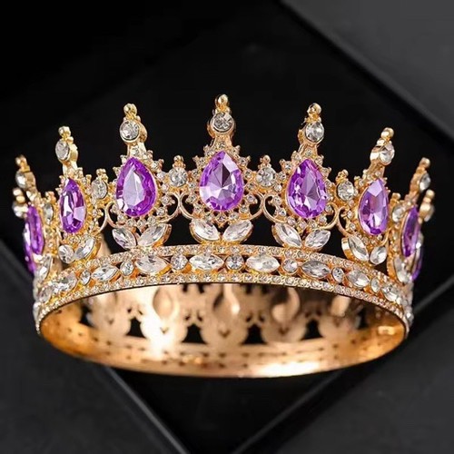 Gold purple crown cake topper - purple,