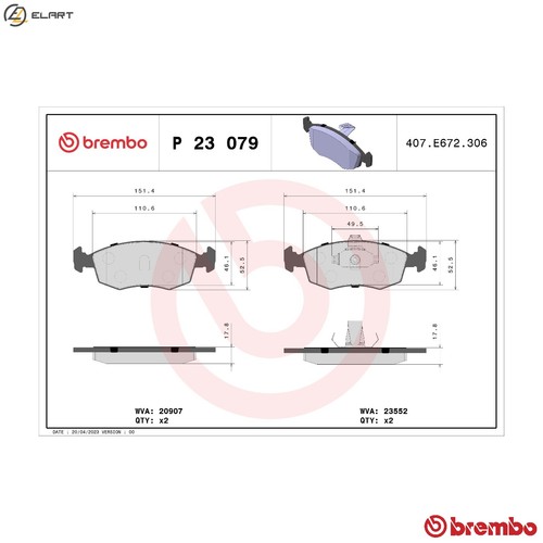 Brake pad set disc - brake, 23
